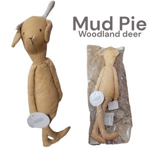 Mud pie deer woodland animal doll tan & cream sparkly antlers stuffed animal toy